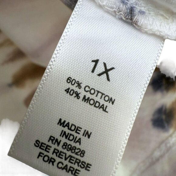 LOGO Lori Goldstein Tunic Tee Plus Size 1X Tan Boho Tie Dye Pockets Womens Top - Picture 10 of 10